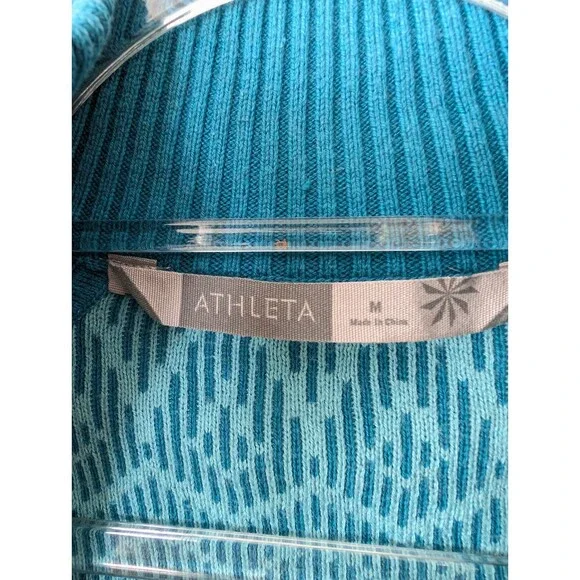 Athleta Full Zip Retro Ski Sweater w/Pockets | Women's Size M | Teal Blue - Picture 7 of 13